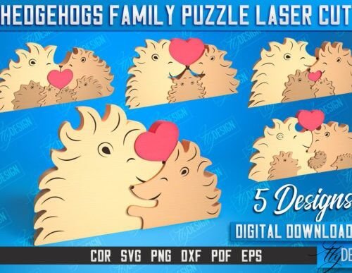 Conjunto De Rompecabezas De La Familia De Erizos Creativo Digital