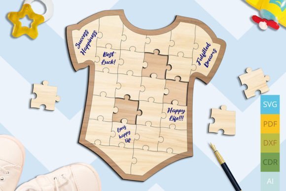 Rompecabezas Para Baby Shower Con Mono De Bebe Creativo Digital