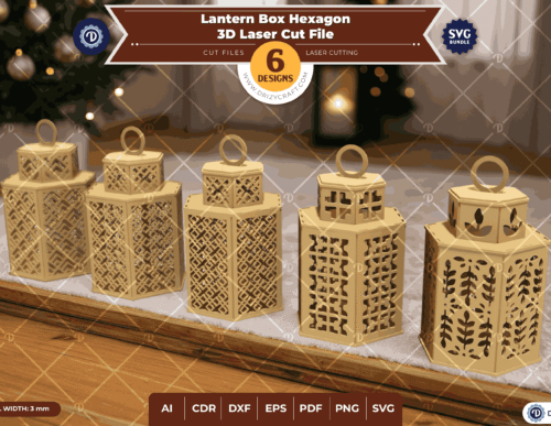 Juego De 6 Faroles Hexagonales Creativo Digital