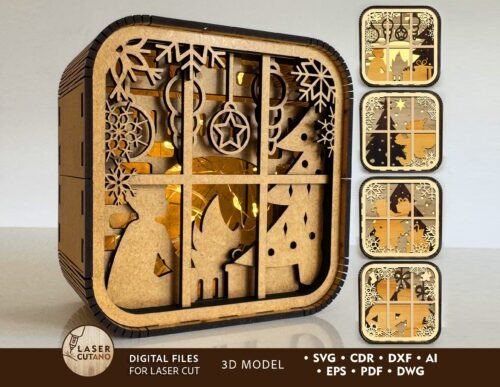 Juego De Caja De Luz Decorativa Navidena Creativo Digital