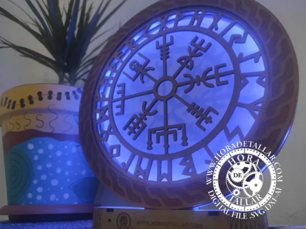 Lampara Nordica Con Simbolo Vegvisir Decorativa Creativo Digital
