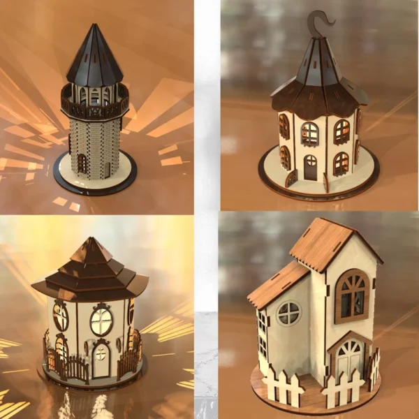 Lamparas Pequenas De Madera Creativo Digital