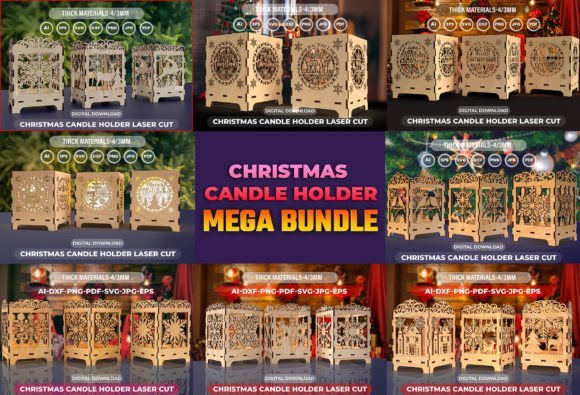 Mega Paquete De Portavelas Navidenos Creativo Digital