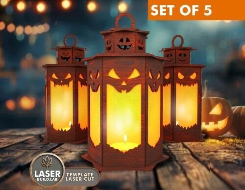 Paquete De 5 Linternas Espeluznantes De Halloween Creativo Digital