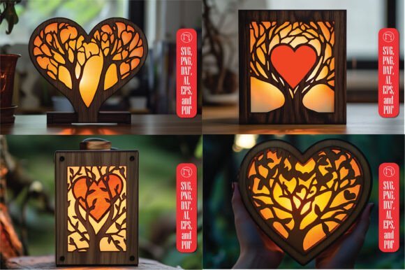 Paquete De Caja De Sombras Con Forma De Corazon De Arbol Creativo Digital