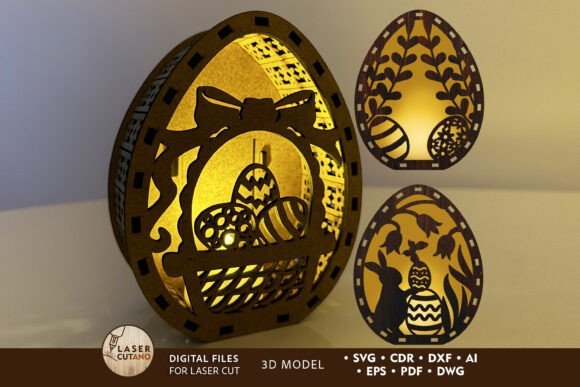 Paquete De Faroles Decorativos Con Forma De Huevo De Pascua Creativo Digital