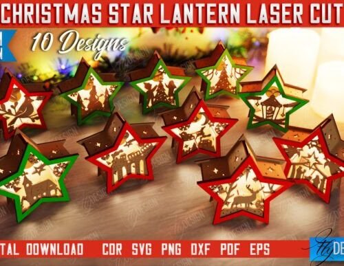 Paquete De Linternas Con Forma De Estrella Y Sombras Navidenas Creativo Digital