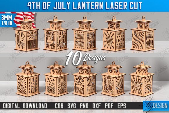 Paquete De Linternas Del 4 De Julio Creativo Digital