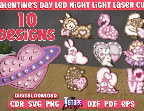 Paquete De Luces Led De Noche Para El Dia De San Valentin Creativo Digital