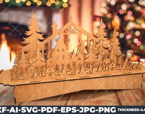 Escena De Pueblo De Madera Para Navidad Creativo Digital