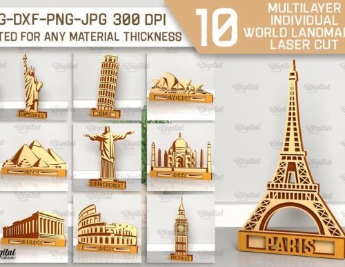 Monumentos Mundiales Individuales Creativo Digital