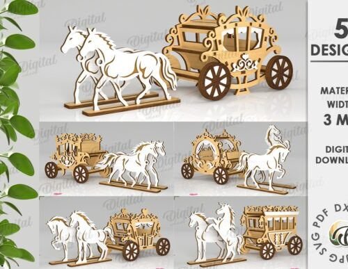 Paquete De Carruajes De Caballos Creativo Digital