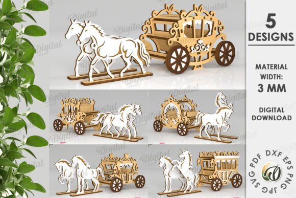 Paquete De Carruajes De Caballos Creativo Digital