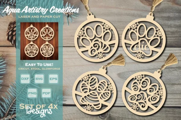 4 Plantillas De Diseno Adornos Navidenos Con Forma De Pata Creativo Digital