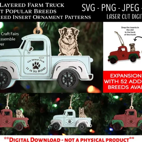 Adorno De Navidad Camion Raza Perro Creativo Digital
