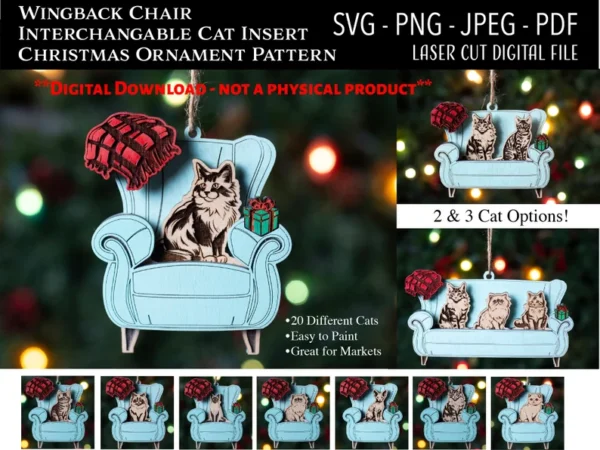 Adorno De Sillon De Navidad De Raza De Gato Creativo Digital