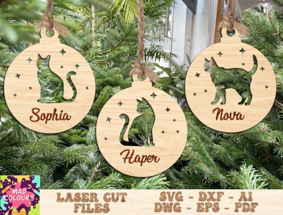 Adorno Navideno De Gato Creativo Digital