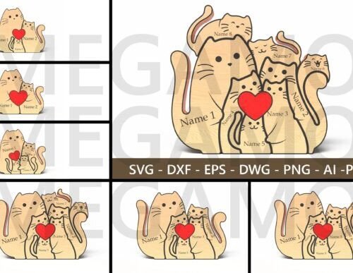 Decoracion De Mesa Con Diseno De Familia De Gatos Creativo Digital