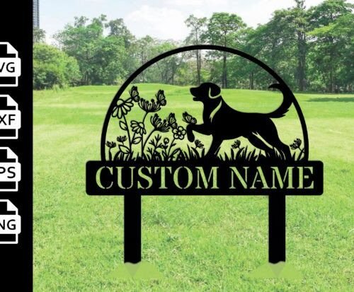 Letrero De Metal Personalizado Para Jardin Con Estacas Para Perros Creativo Digital
