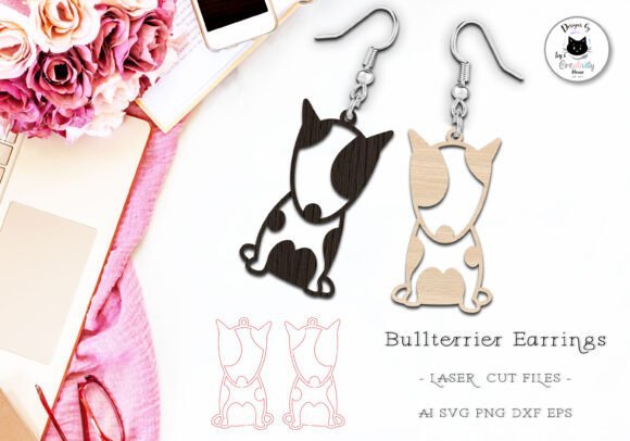 Lindos Aretes De Perro Bull Terrier Creativo Digital