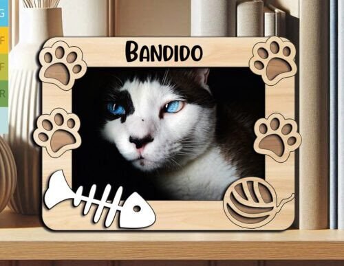 Marco De Fotos Para Mascotas Con Forma De Gato Y Letrero Creativo Digital