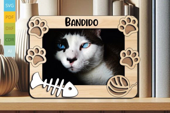 Marco De Fotos Para Mascotas Con Forma De Gato Y Letrero Creativo Digital