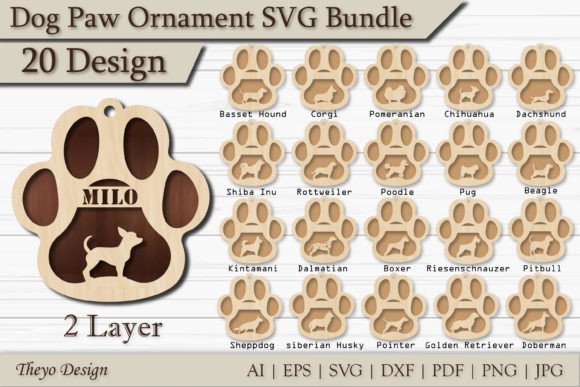 Paquete De Adornos De Pata De Perro Creativo Digital