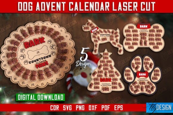 Paquete De Calendario De Adviento Para Perros Creativo Digital