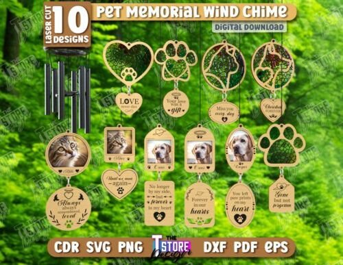 Paquete De Carillon De Viento Conmemorativo Para Mascotas Creativo Digital