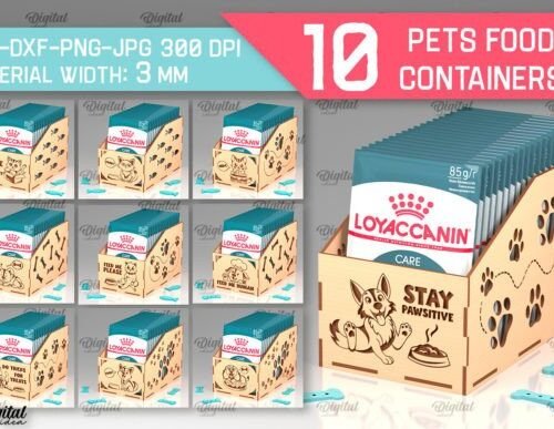 Paquete De Contenedores De Comida Para Mascotas Creativo Digital