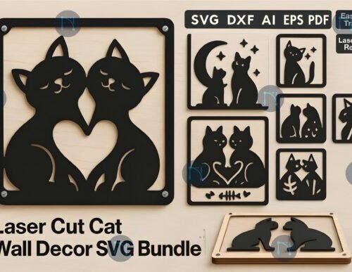 Paquete De Decoracion De Pared De Gato Creativo Digital