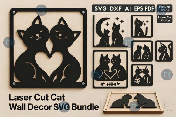 Paquete De Decoracion De Pared De Gato Creativo Digital