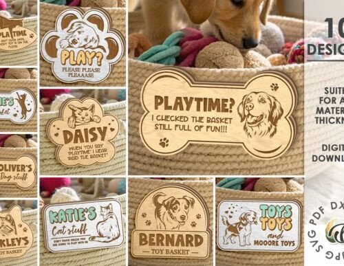 Paquete De Etiquetas Para Cestas De Juguetes Para Mascotas Creativo Digital