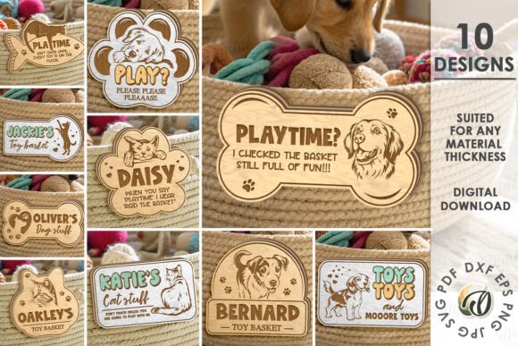 Paquete De Etiquetas Para Cestas De Juguetes Para Mascotas Creativo Digital