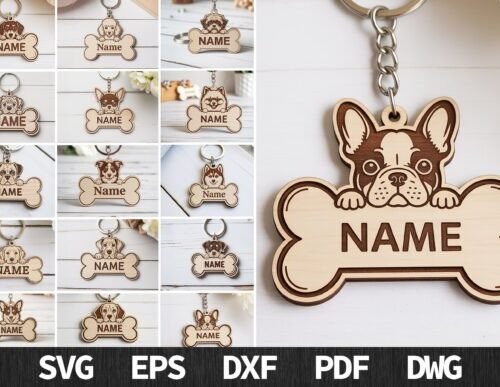 Paquete De Llaveros Con Placa Para Perro Creativo Digital