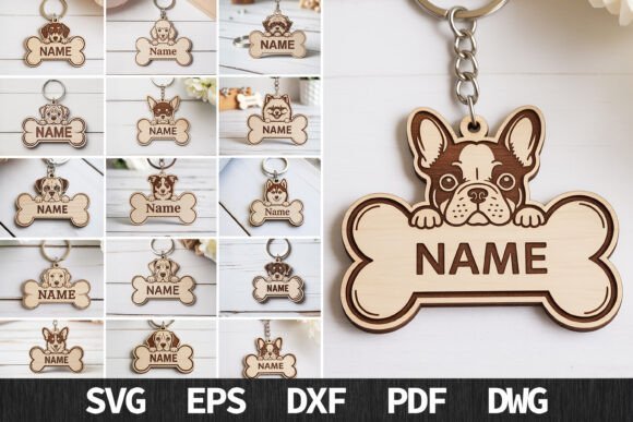 Paquete De Llaveros Con Placa Para Perro Creativo Digital