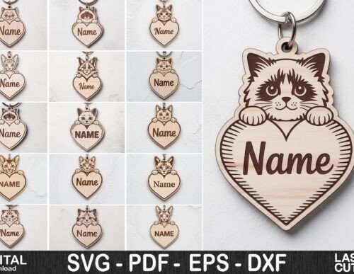 Paquete De Llaveros De Razas De Gatos Creativo Digital