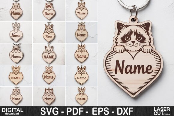 Paquete De Llaveros De Razas De Gatos Creativo Digital