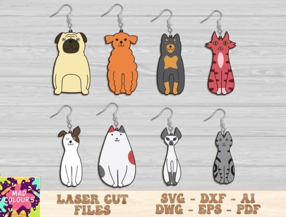 Paquete De Pendientes De Perro Divertido Creativo Digital