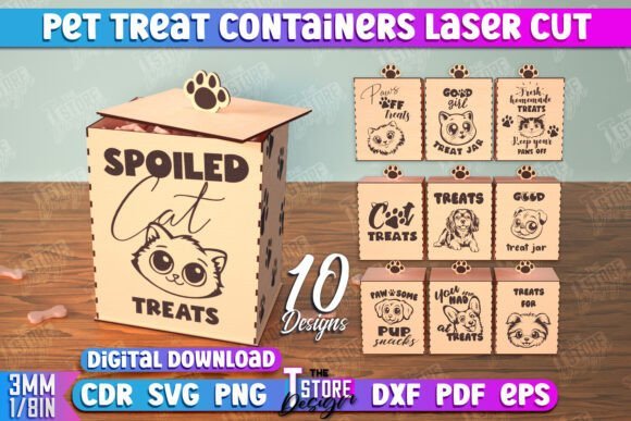 Paquete De Recipientes Para Golosinas Para Mascotas Creativo Digital