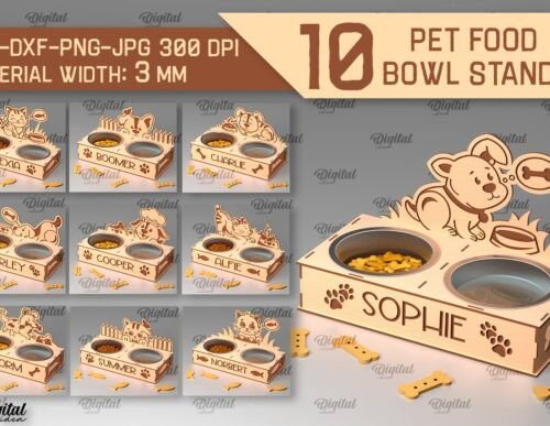 Paquete De Soportes Para Tazones De Comida Para Mascotas Creativo Digital