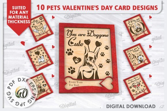 Paquete De Tarjetas De San Valentin Para Mascotas Creativo Digital
