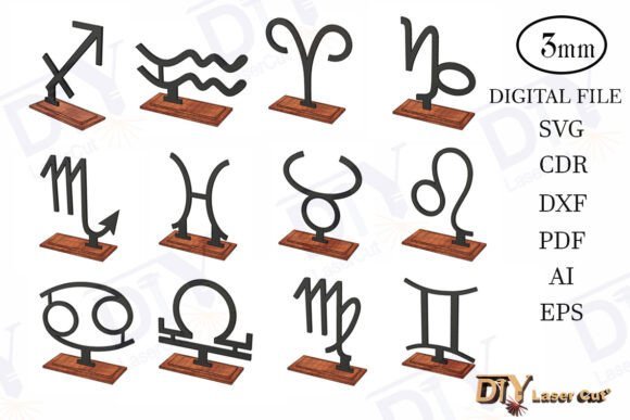 12 Signos Del Zodiaco Con Soporte Creativo Digital