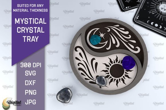 Bandeja De Cristal Mistico Con Diseno 3 Creativo Digital