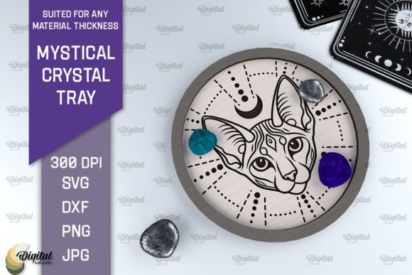Bandeja De Cristal Mistico Con Diseno 6 Creativo Digital