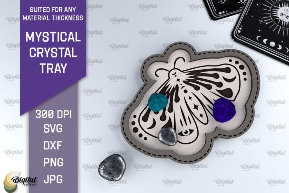 Bandeja De Cristal Mistico Con Diseno Creativo Digital