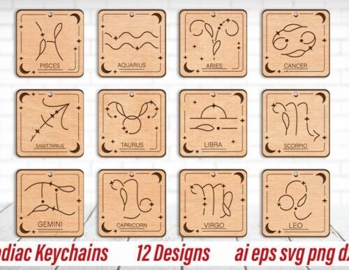 juego-de-llaveros-con-grabado-del-zodiaco-creativo-digital Juego De Llaveros Con Grabado Del Zodiaco Creativo Digital