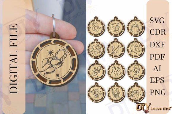 Llaveros Con El Signo Del Zodiaco Creativo Digital