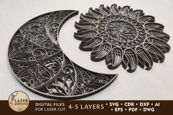 Multicapa Del Sol Y La Luna Creativo Digital