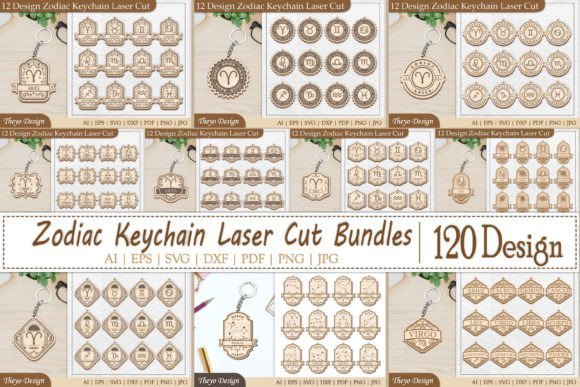 Pack Llavero Con Diseno Del Zodiaco Creativo Digital